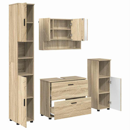 vidaXL Bathroom Furniture Set with Drawer with Shelf 4 pcs Sonoma Oak