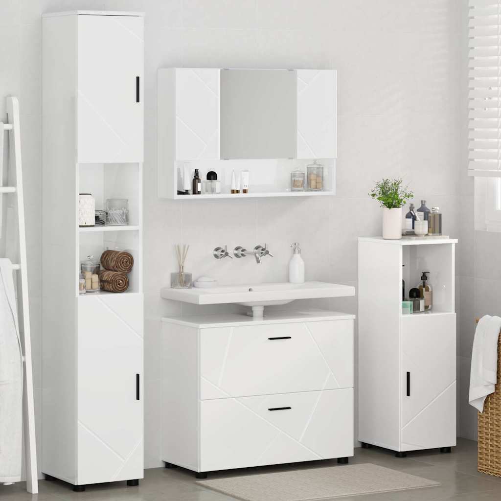vidaXL Bathroom Furniture Set with Drawer 4 pcs High Gloss White