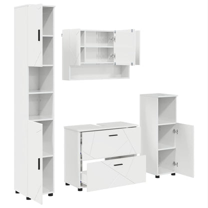 vidaXL Bathroom Furniture Set with Drawer 4 pcs High Gloss White