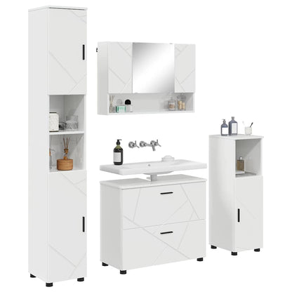 vidaXL Bathroom Furniture Set with Drawer 4 pcs High Gloss White