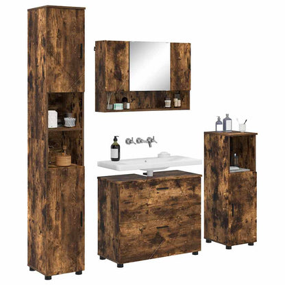 vidaXL Bathroom Furniture Set 4 pcs Smoked Oak