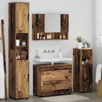 vidaXL Bathroom Furniture Set 4 pcs Old Wood Engineered Wood and Metal