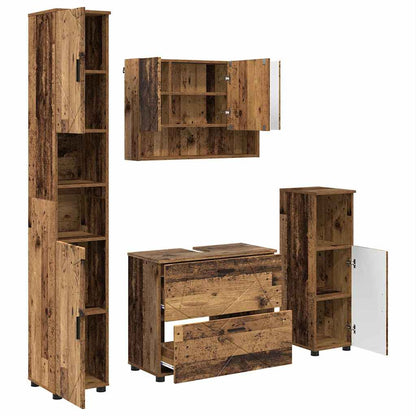 vidaXL Bathroom Furniture Set 4 pcs Old Wood Engineered Wood and Metal
