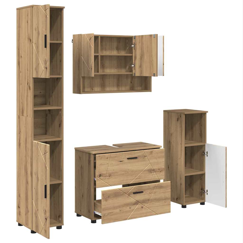 vidaXL Bathroom Furniture Set 4 pcs Artisan Oak