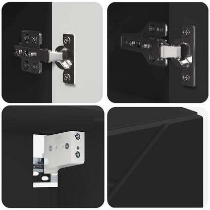 vidaXL Bathroom Furniture Set 4 pcs Black Engineered Wood and Metal