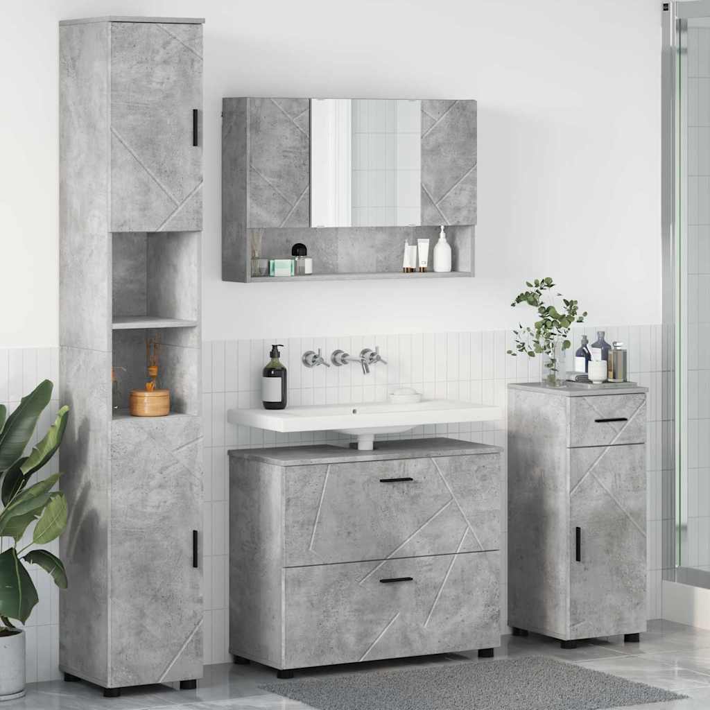 vidaXL Bathroom Furniture Set with Drawer 4 pcs Concrete Grey