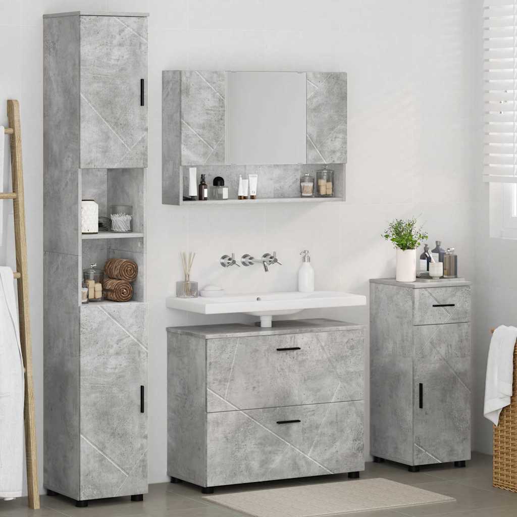 vidaXL Bathroom Furniture Set with Drawer 4 pcs Concrete Grey