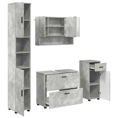 vidaXL Bathroom Furniture Set with Drawer 4 pcs Concrete Grey