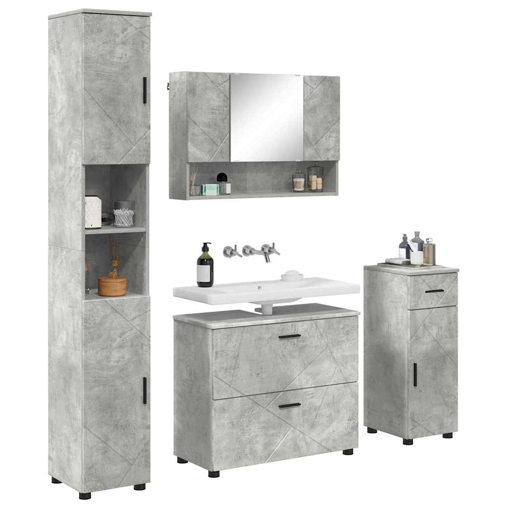 vidaXL Bathroom Furniture Set with Drawer 4 pcs Concrete Grey