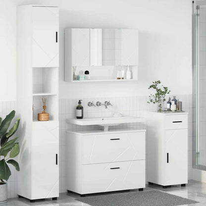 vidaXL Bathroom Furniture Set with Drawer 4 pcs High Gloss White