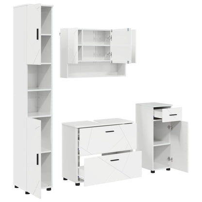 vidaXL Bathroom Furniture Set with Drawer 4 pcs High Gloss White