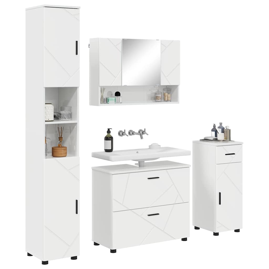 vidaXL Bathroom Furniture Set with Drawer 4 pcs High Gloss White