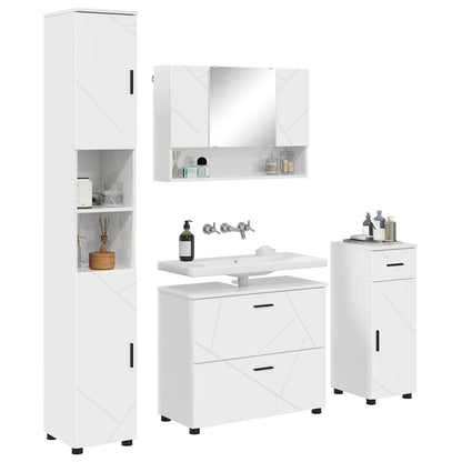 vidaXL Bathroom Furniture Set with Drawer 4 pcs High Gloss White