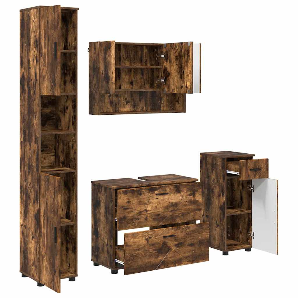 vidaXL Bathroom Furniture Set 4 pcs Smoked Oak