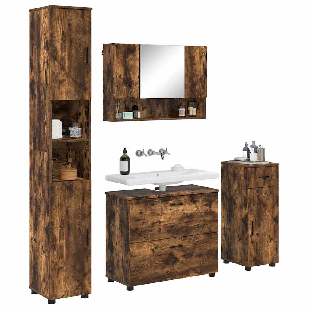 vidaXL Bathroom Furniture Set 4 pcs Smoked Oak