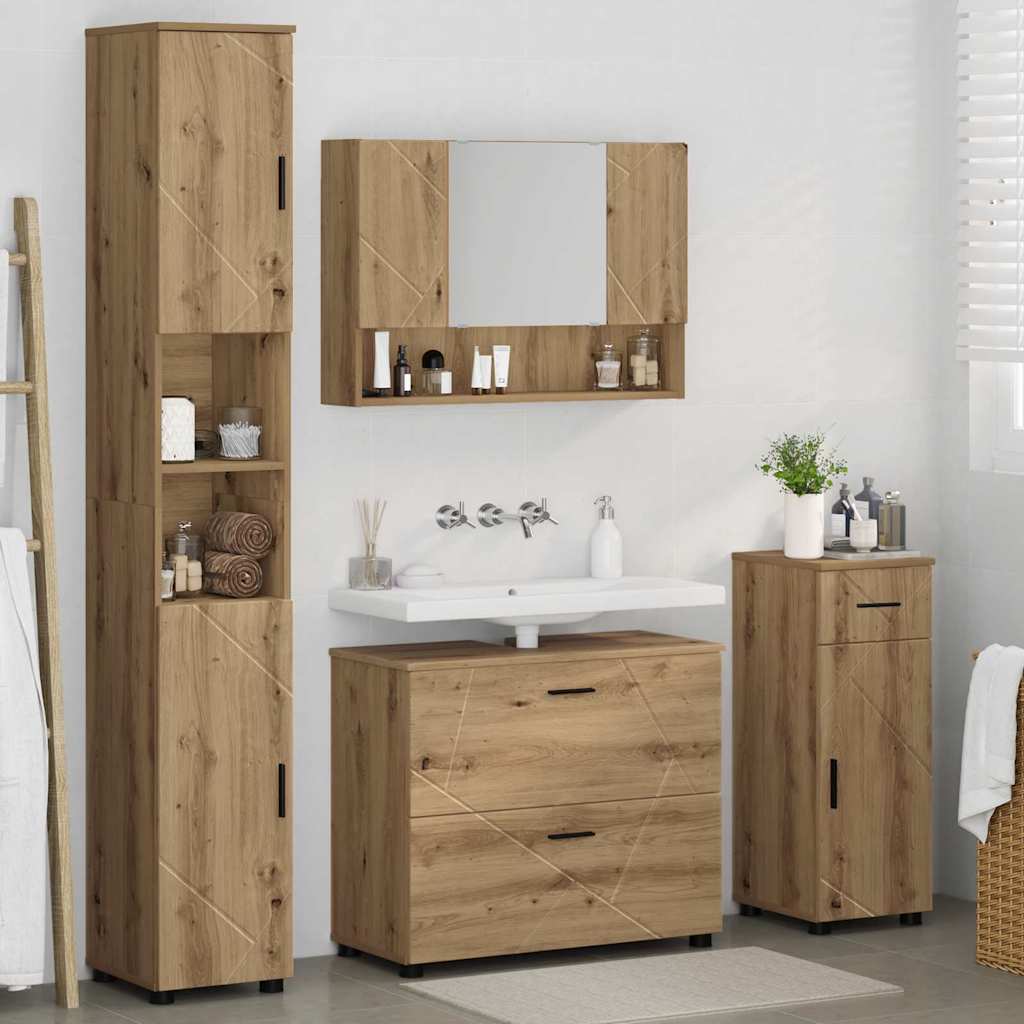 vidaXL Bathroom Furniture Set 4 pcs Artisan Oak