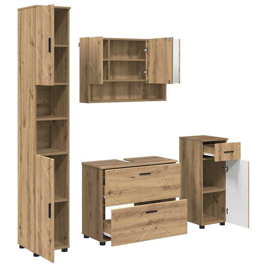 vidaXL Bathroom Furniture Set 4 pcs Artisan Oak