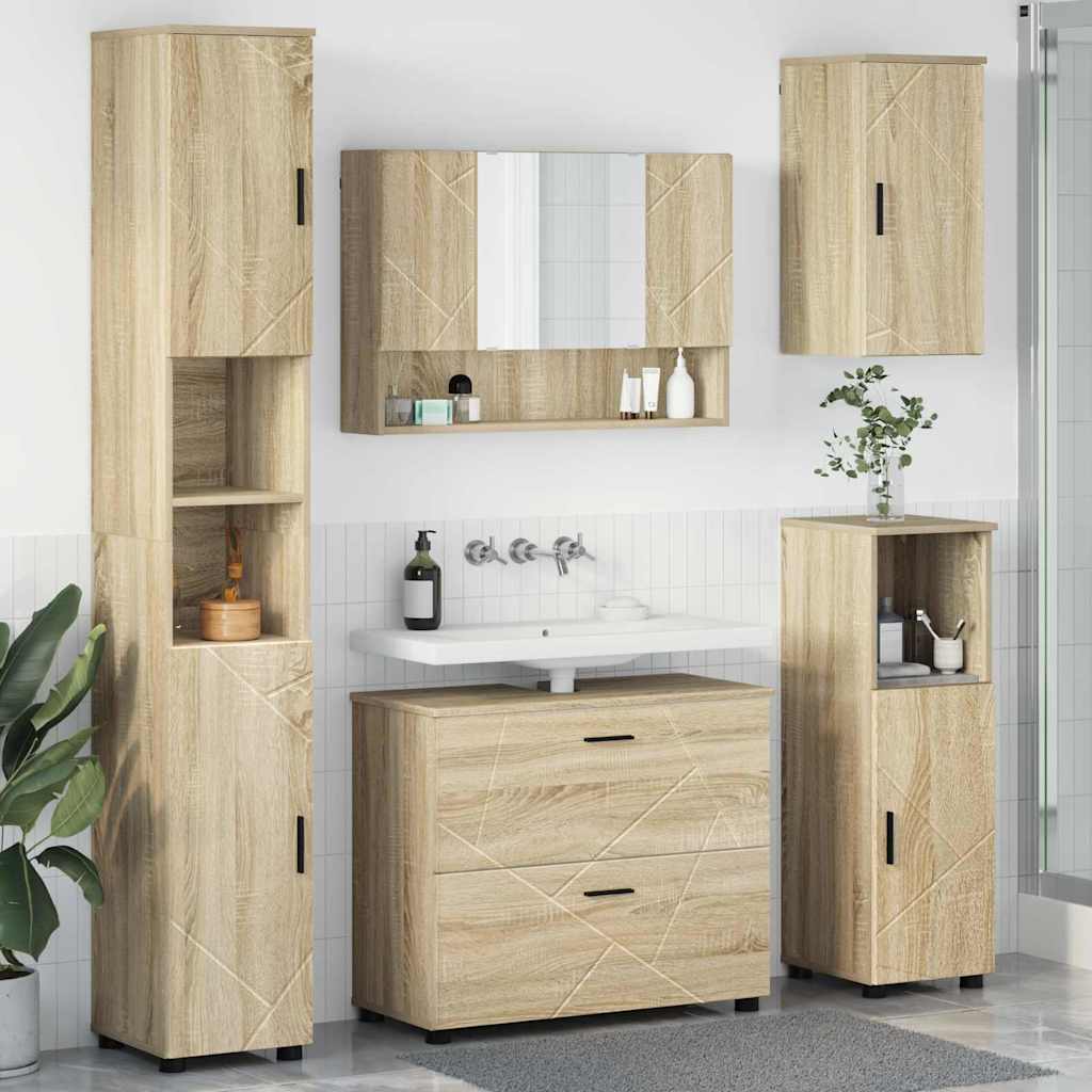 vidaXL Bathroom Furniture Set with Drawer with Shelf 5 pcs Sonoma Oak
