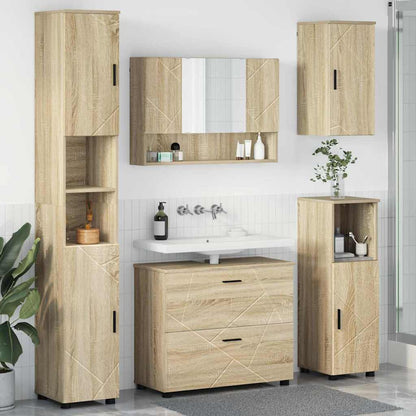 vidaXL Bathroom Furniture Set with Drawer with Shelf 5 pcs Sonoma Oak