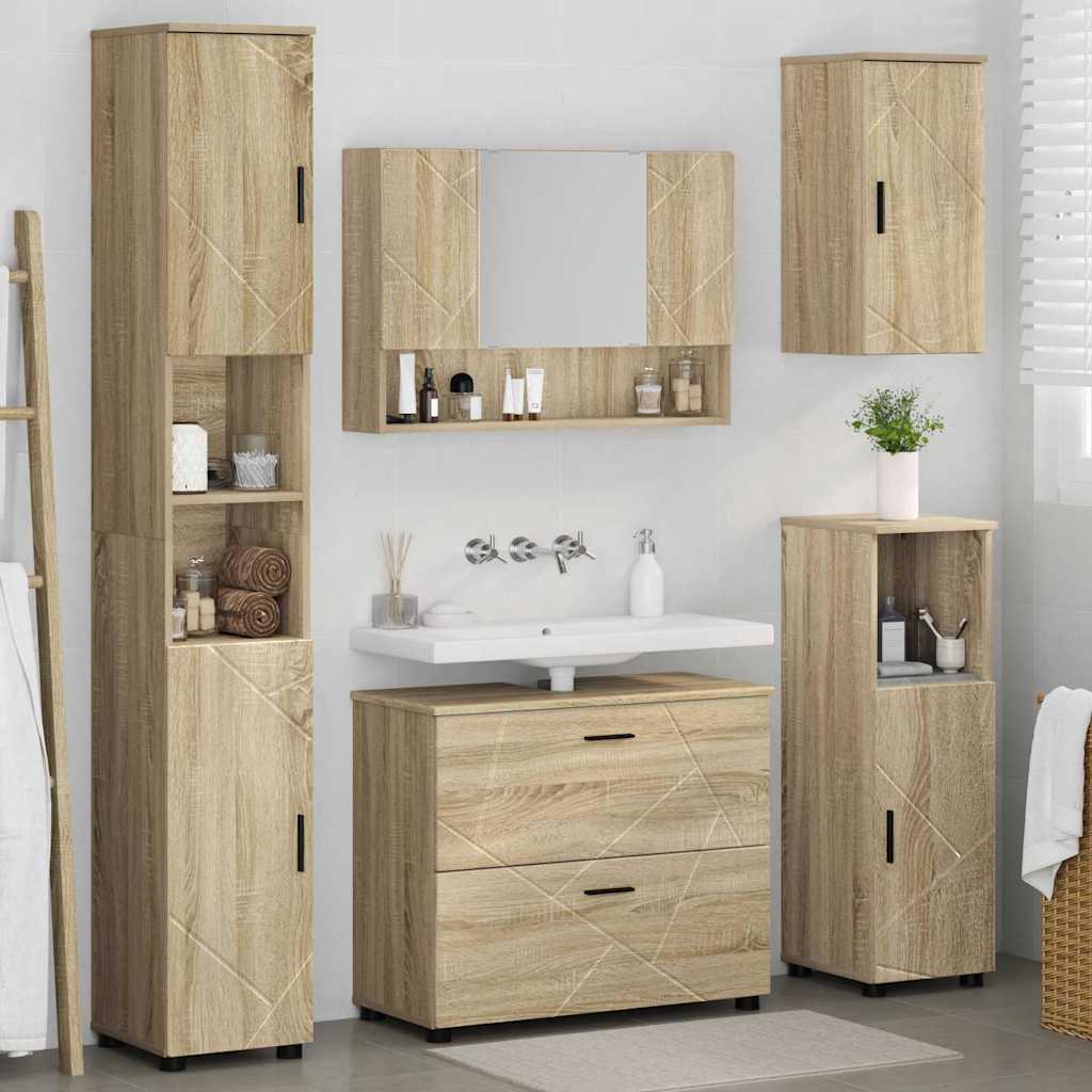 vidaXL Bathroom Furniture Set with Drawer with Shelf 5 pcs Sonoma Oak