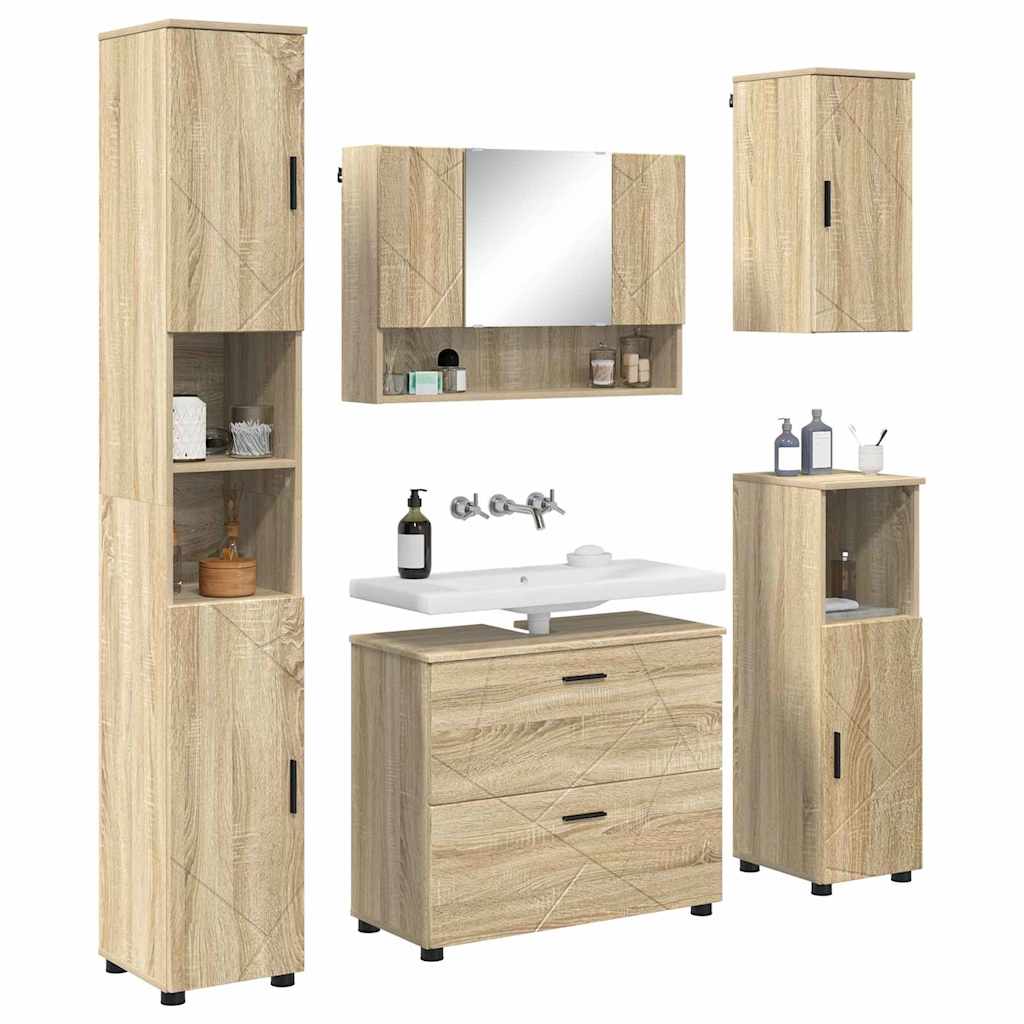 vidaXL Bathroom Furniture Set with Drawer with Shelf 5 pcs Sonoma Oak