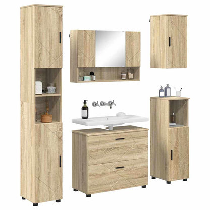 vidaXL Bathroom Furniture Set with Drawer with Shelf 5 pcs Sonoma Oak