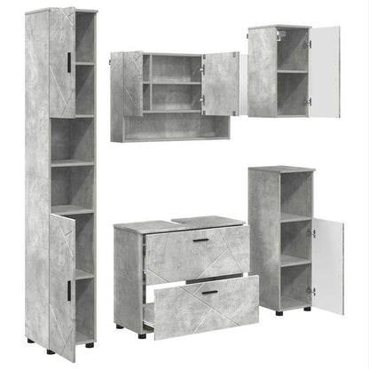 vidaXL Bathroom Furniture Set with Drawer 5 pcs Concrete Grey
