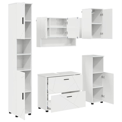 vidaXL Bathroom Furniture Set with Drawer 5 pcs High Gloss White
