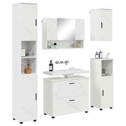 vidaXL Bathroom Furniture Set with Drawer 5 pcs High Gloss White