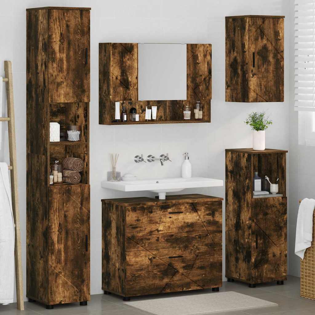 vidaXL Bathroom Furniture Set 5 pcs Smoked Oak