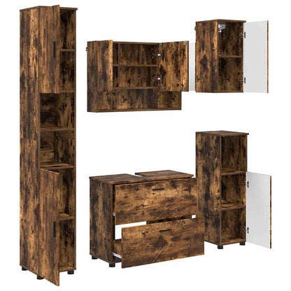 vidaXL Bathroom Furniture Set 5 pcs Smoked Oak