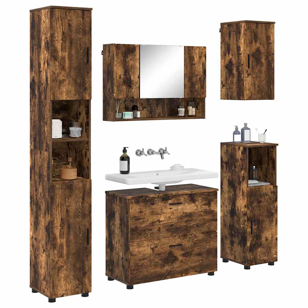 vidaXL Bathroom Furniture Set 5 pcs Smoked Oak