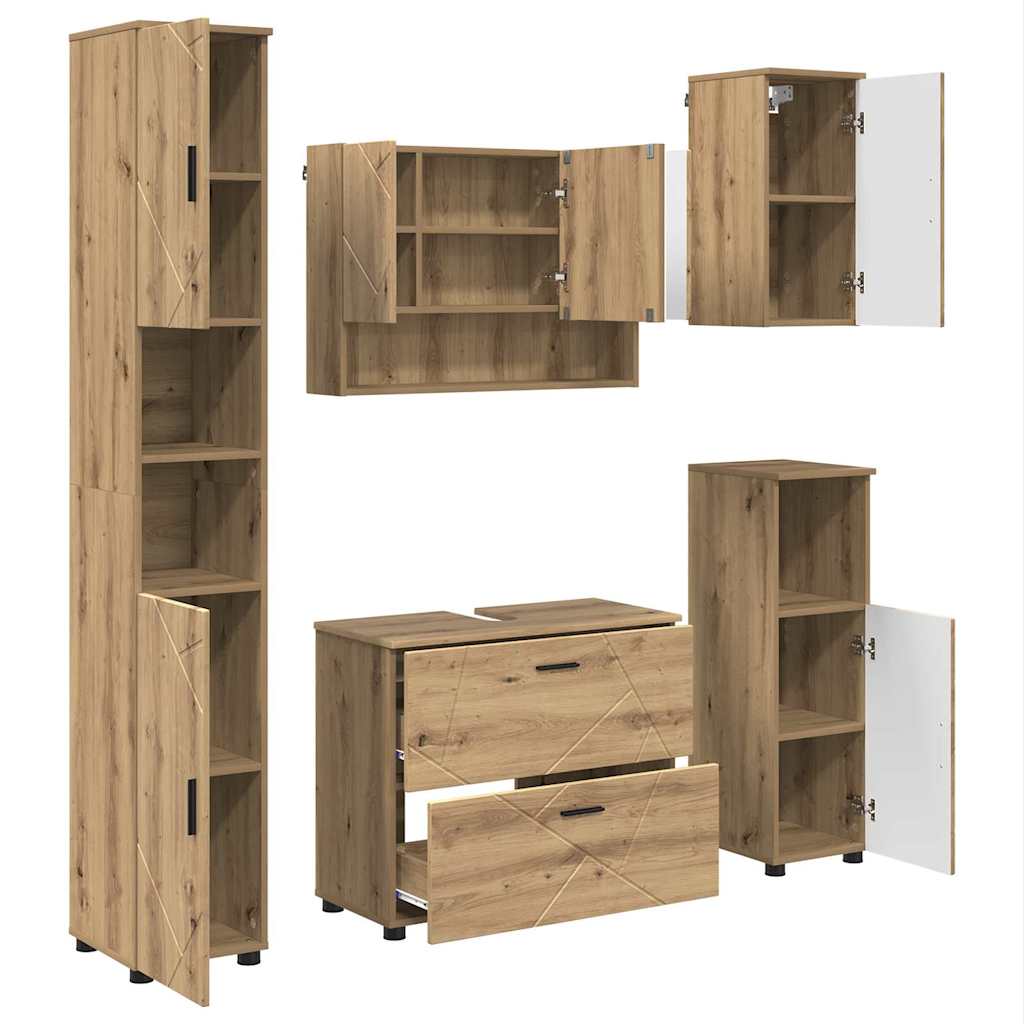vidaXL Bathroom Furniture Set 5 pcs Artisan Oak