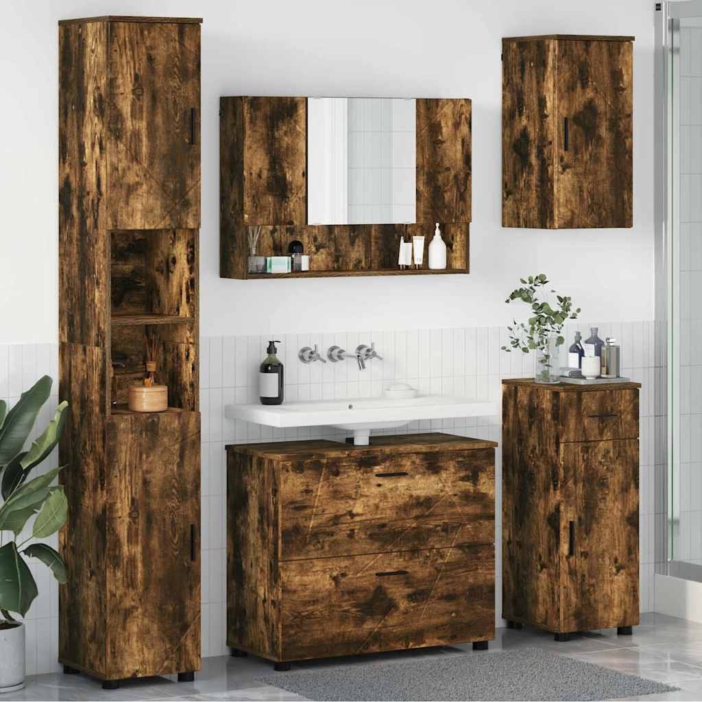 vidaXL Bathroom Furniture Set 5 pcs Smoked Oak