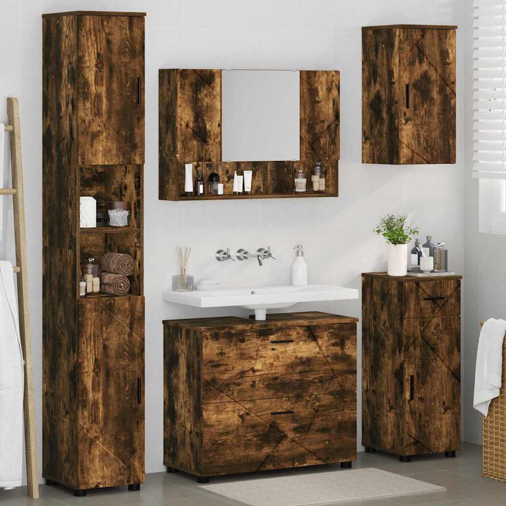 vidaXL Bathroom Furniture Set 5 pcs Smoked Oak
