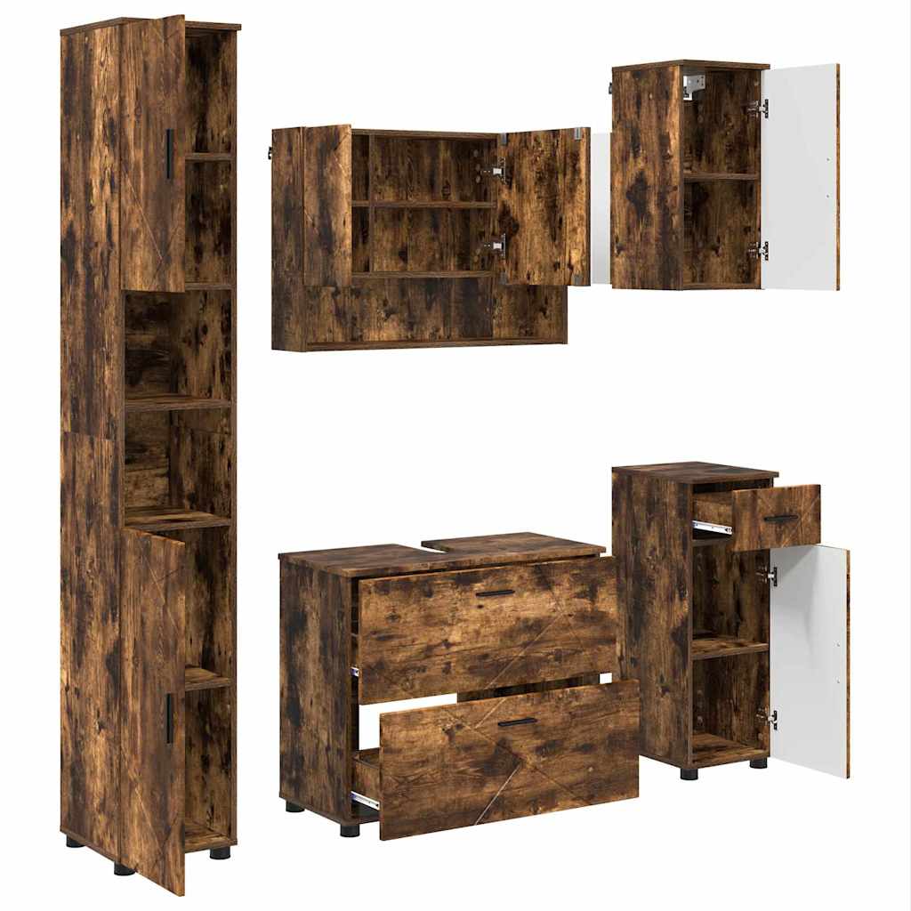 vidaXL Bathroom Furniture Set 5 pcs Smoked Oak
