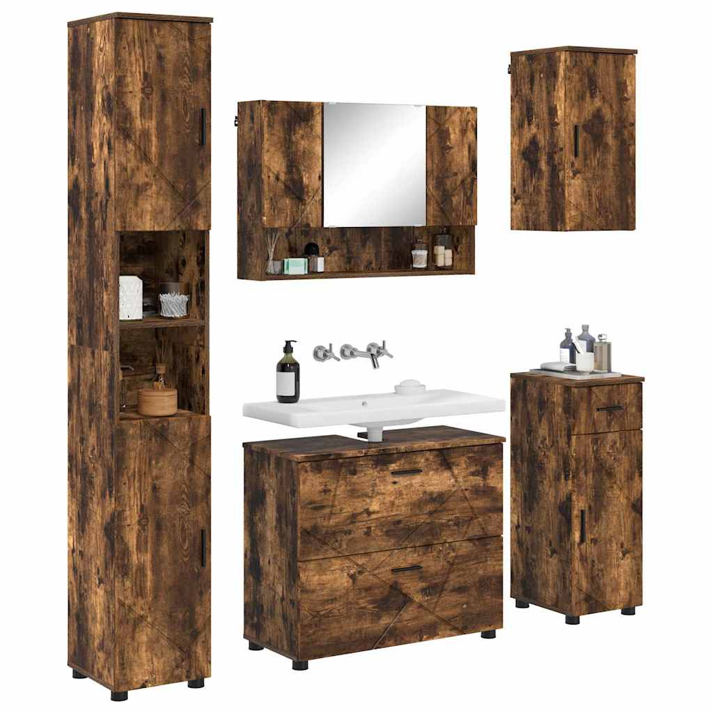 vidaXL Bathroom Furniture Set 5 pcs Smoked Oak