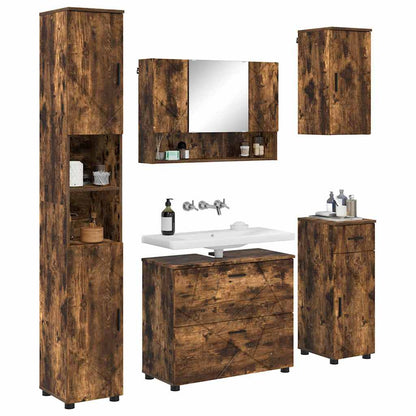 vidaXL Bathroom Furniture Set 5 pcs Smoked Oak