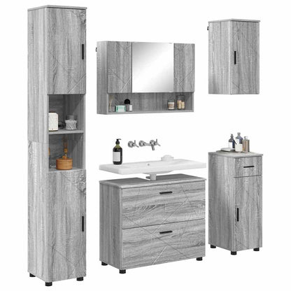 vidaXL Bathroom Furniture Set with Drawer with Shelf 5 pcs Grey Sonoma