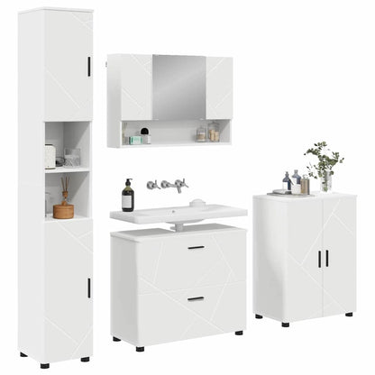 vidaXL Bathroom Furniture Set 4 pcs White Engineered Wood and Metal