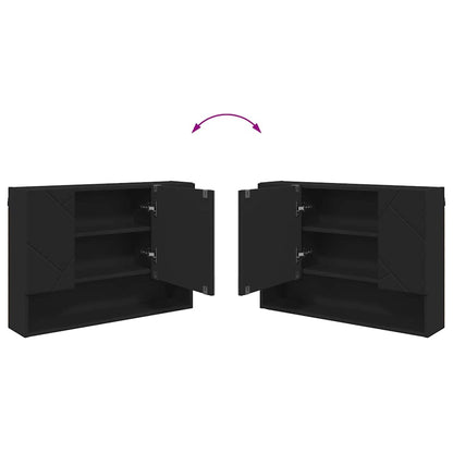 vidaXL Bathroom Furniture Set 4 pcs Black Engineered Wood and Metal