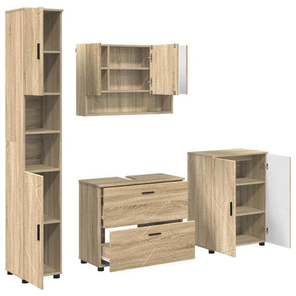 vidaXL Bathroom Furniture Set with Drawer with Shelf 4 pcs Sonoma Oak