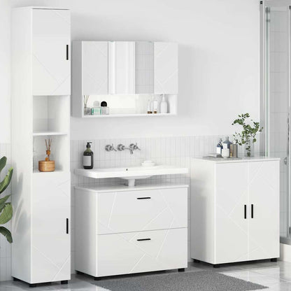 vidaXL Bathroom Furniture Set with Drawer 4 pcs High Gloss White