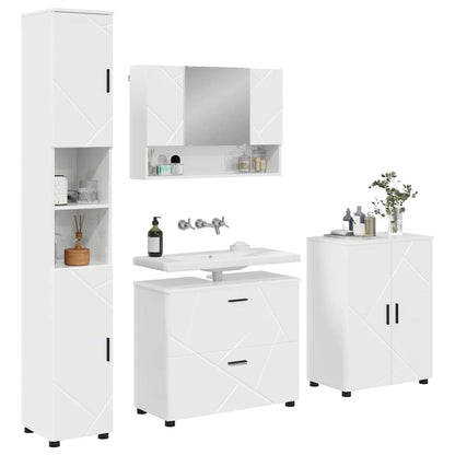 vidaXL Bathroom Furniture Set with Drawer 4 pcs High Gloss White