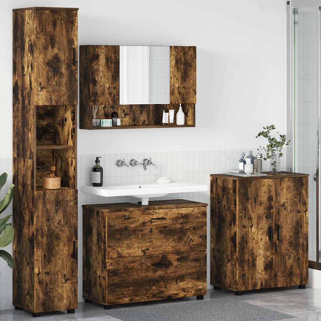 vidaXL Bathroom Furniture Set 4 pcs Smoked Oak