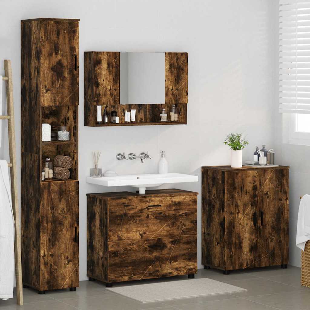 vidaXL Bathroom Furniture Set 4 pcs Smoked Oak