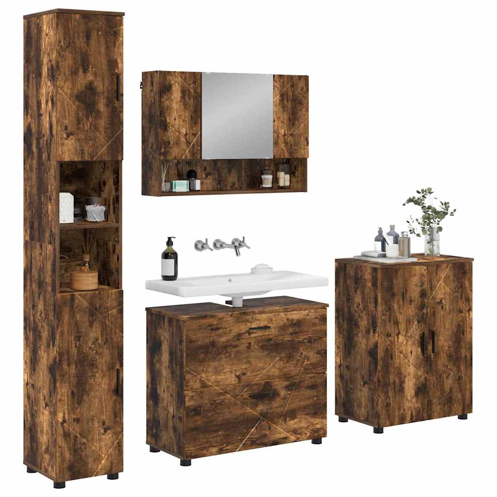 vidaXL Bathroom Furniture Set 4 pcs Smoked Oak