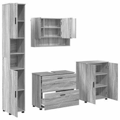 vidaXL Bathroom Furniture Set with Drawer with Shelf 4 pcs Grey Sonoma
