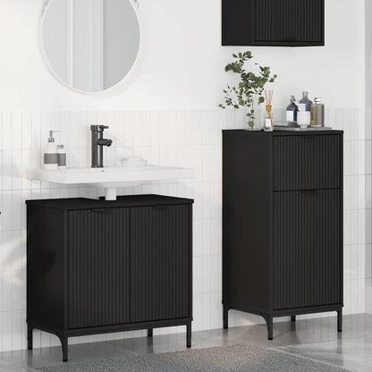 vidaXL Bathroom Furniture Set 2 pcs Black Engineered Wood and Metal