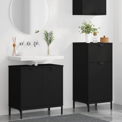 vidaXL Bathroom Furniture Set 2 pcs Black Engineered Wood and Metal